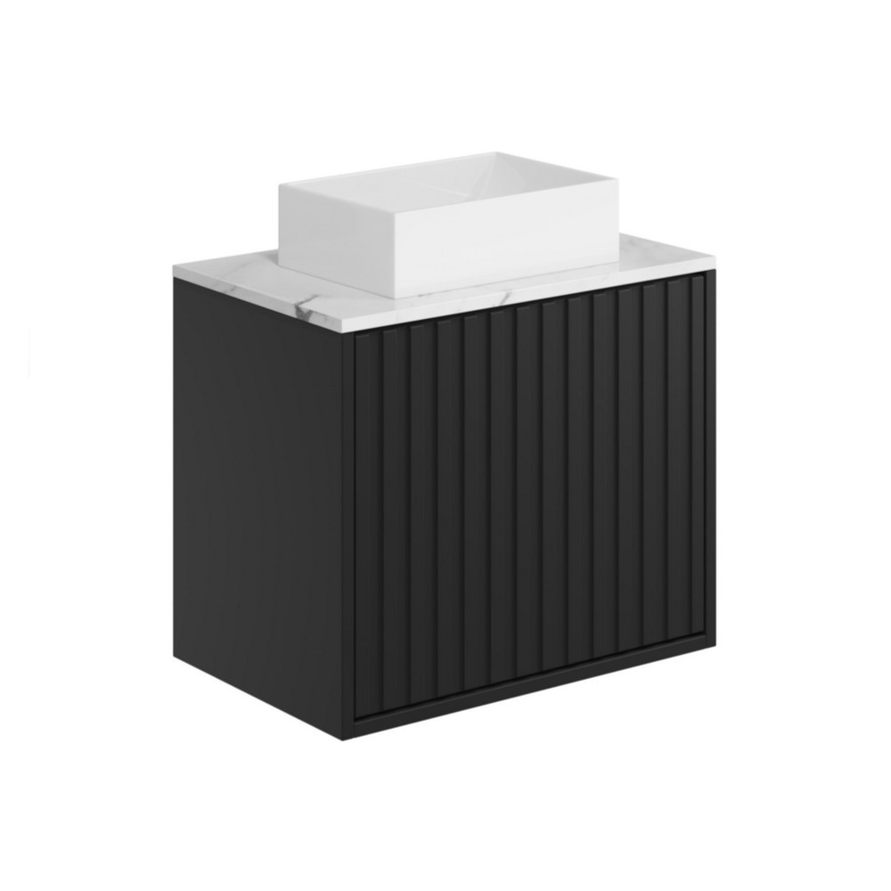 Scudo Alfie 600mm Matt Black Fluted Vanity Unit with Countertop Basin (1)