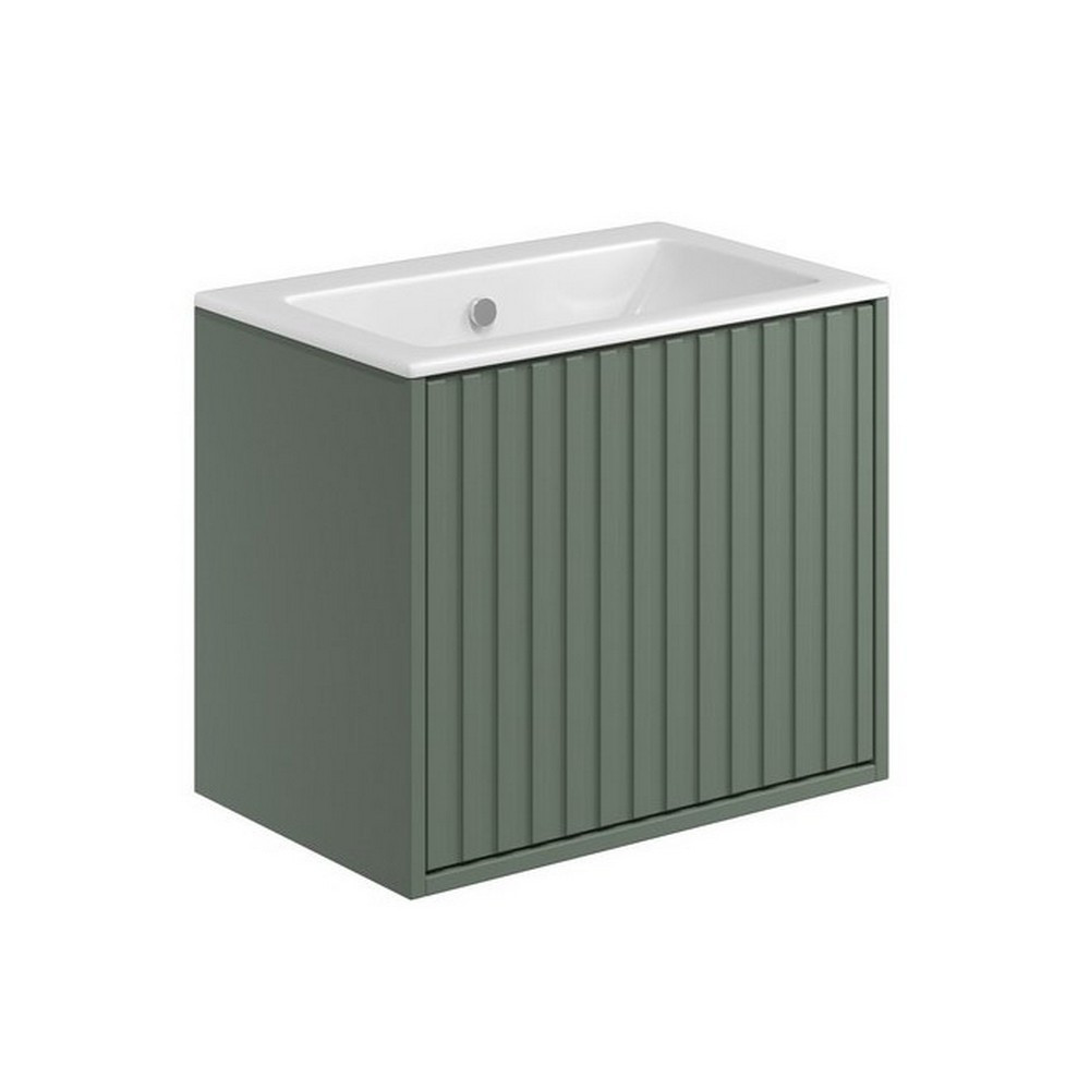 Scudo Alfie 600mm Vanity Unit with Basin and Fluted Drawer in Reed Green
