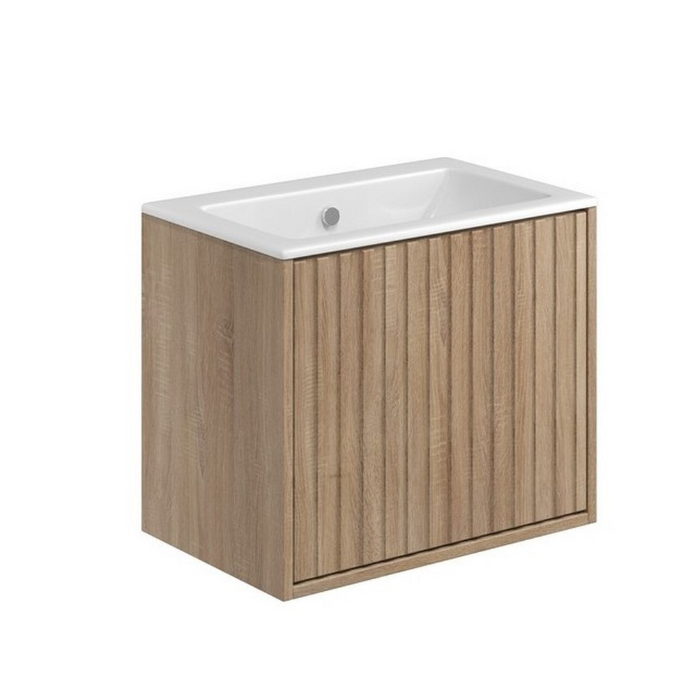 Scudo Alfie 600mm Vanity Unit with Basin and Fluted Drawer in Sonoma Oak (1)