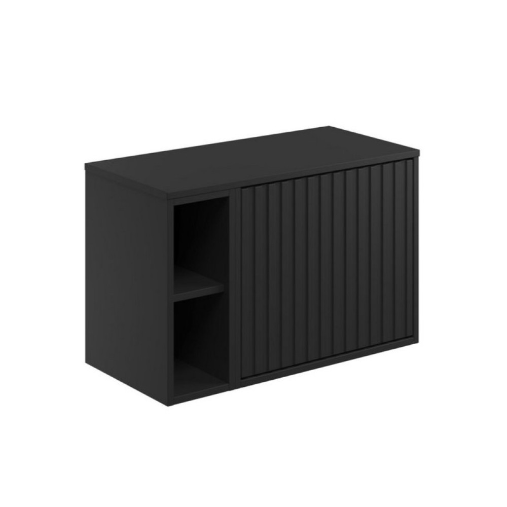 Scudo Alfie 800mm Vanity Unit with Slab Drawer and Side Storage in Matt Black (1)