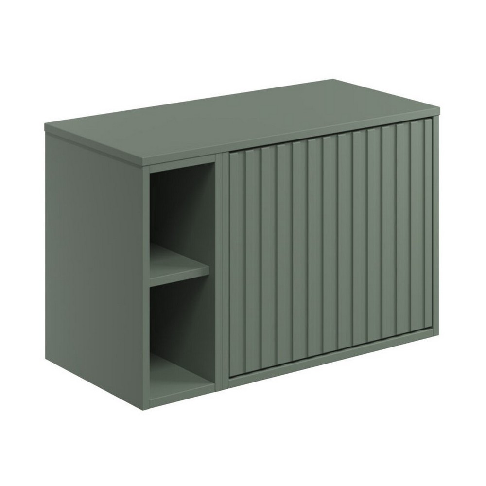 Scudo Alfie 800mm Vanity Unit with Fluted Drawer and Side Storage in Reed Green