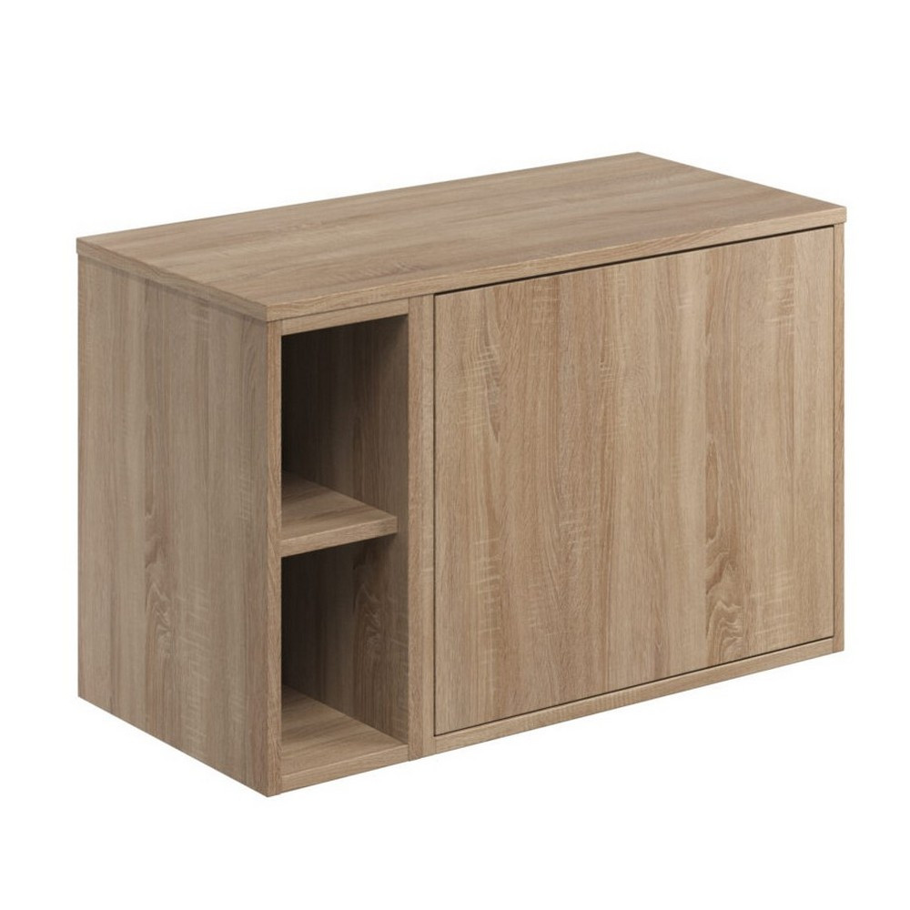 Scudo Alfie 800mm Vanity Unit with Slab Drawer and Side Storage in Sonoma Oak