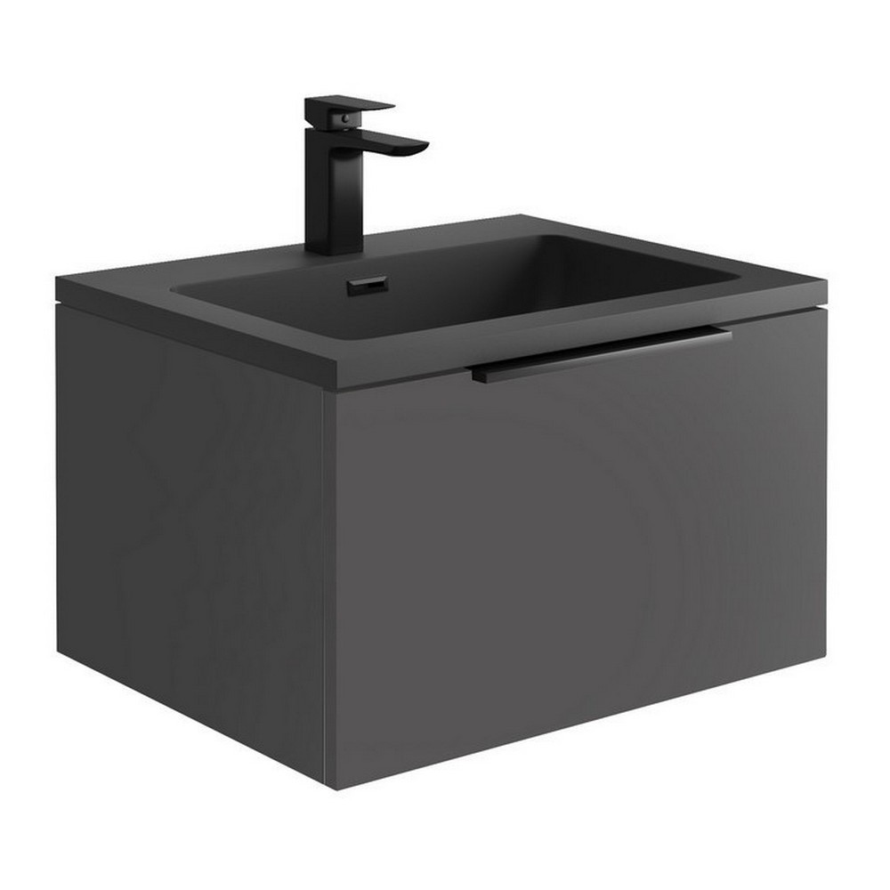 Scudo Ambience 600mm Wall Mounted LED Vanity Unit with Basin in Matt Grey (1)