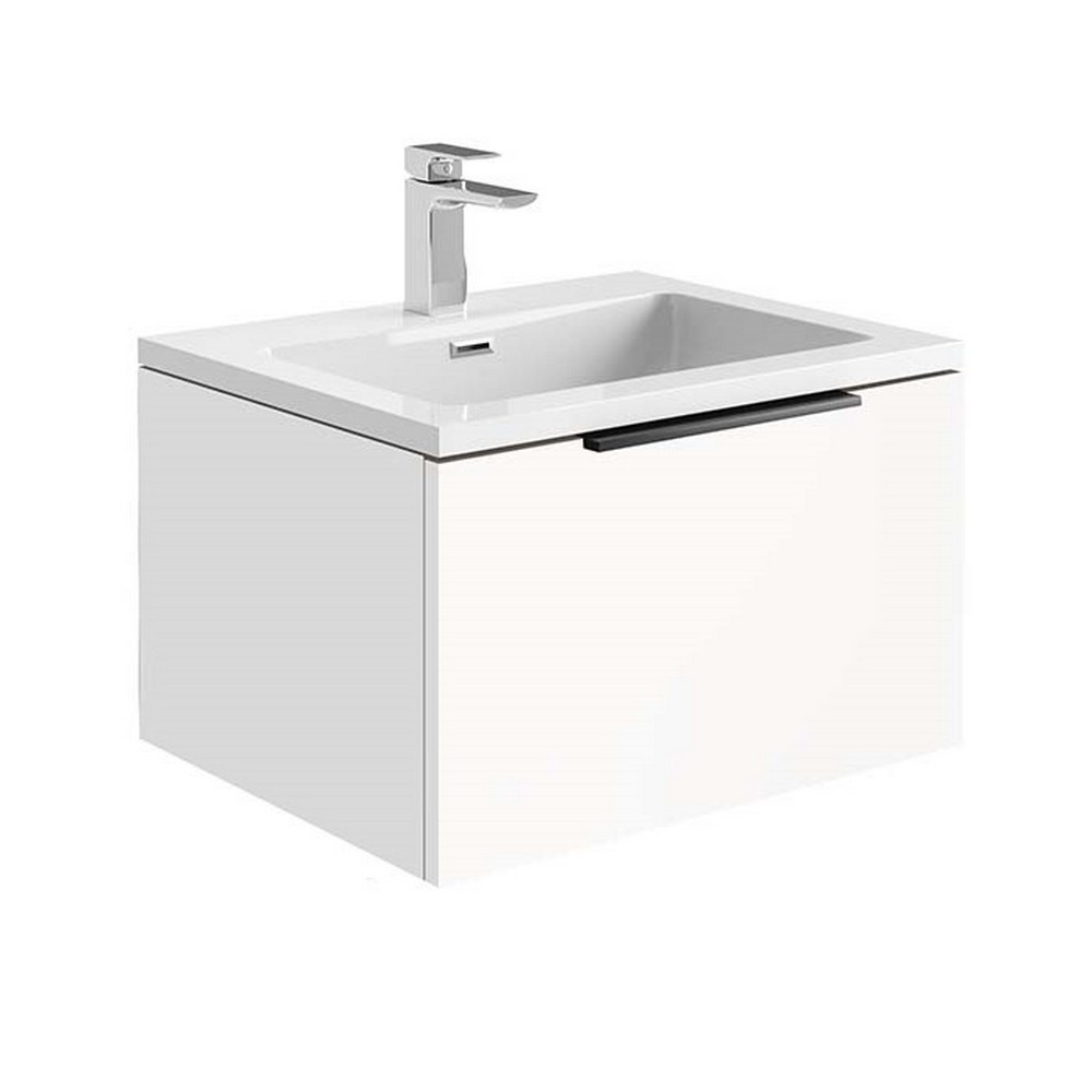 Scudo Ambience 600mm Wall Mounted LED Vanity Unit with Basin in Matt White (1)