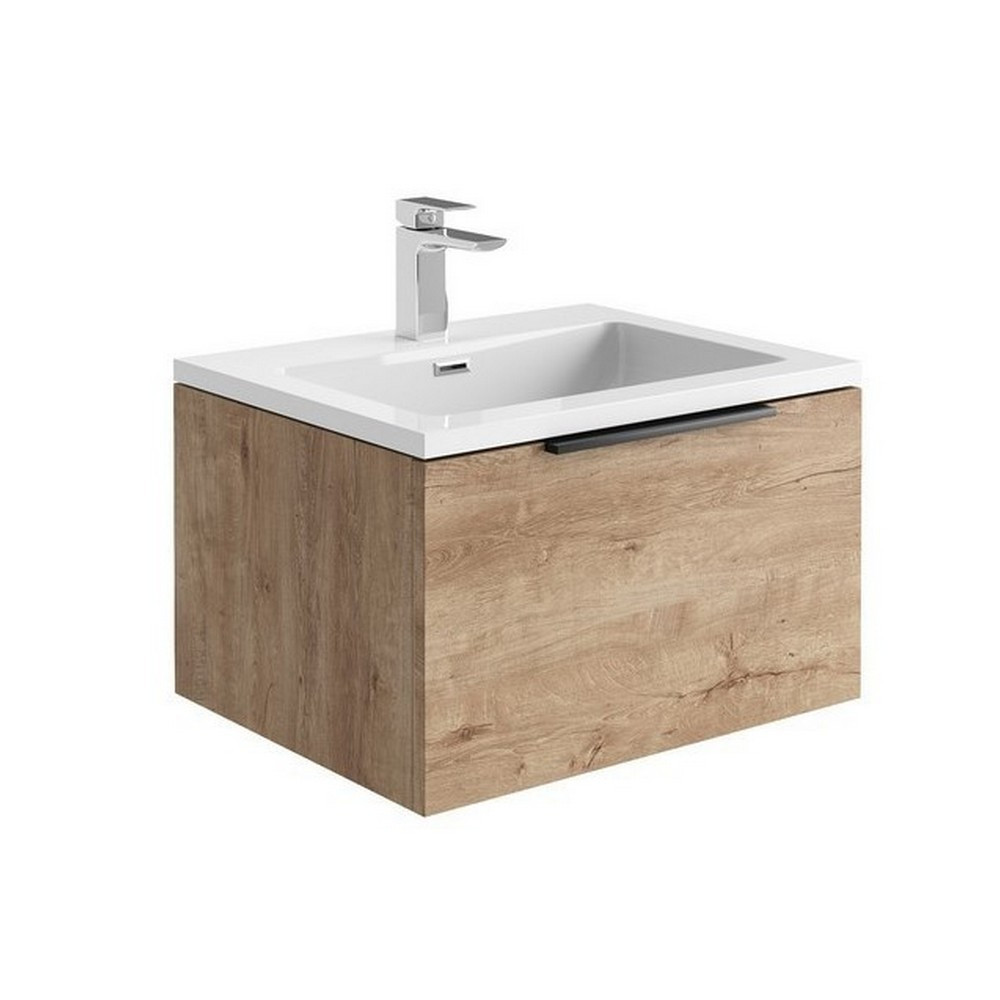 Scudo Ambience 600mm Wall Mounted LED Vanity Unit with Basin in Rustic Oak (1)