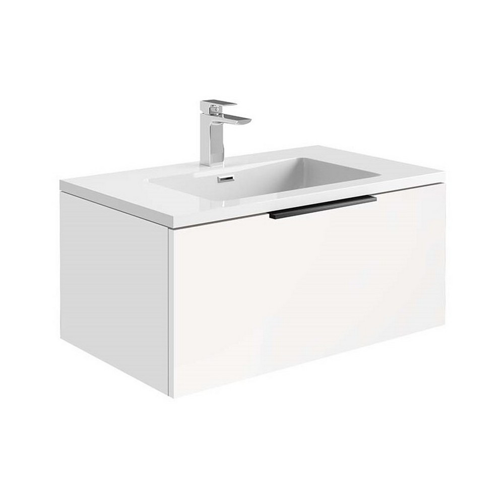 Scudo Ambience 800mm Wall Mounted LED Vanity Unit with Basin in Matt White (1)