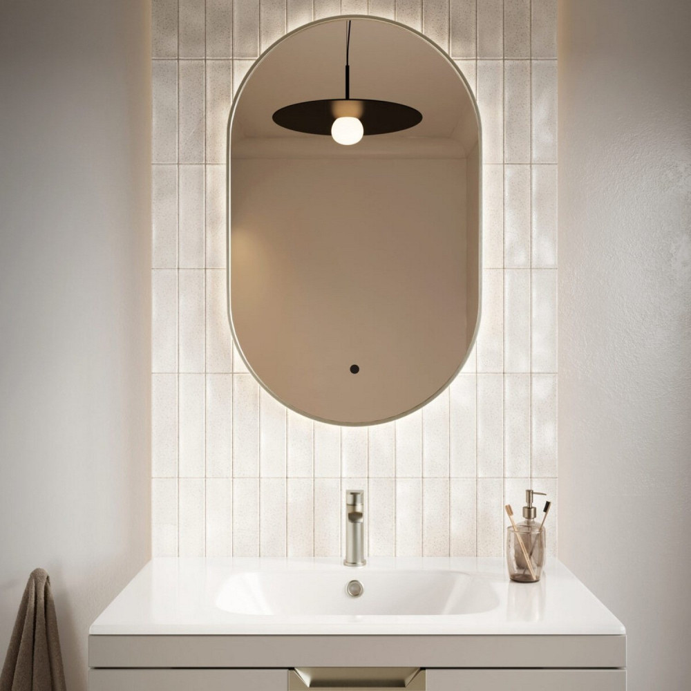 Scudo Aubrey 500 x 800mm LED Mirror in Brushed Nickel