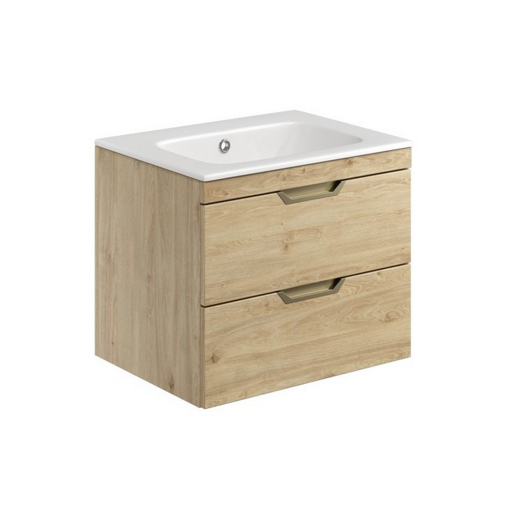Scudo Aubrey 600mm Wall Mounted Vanity Unit with Basin in Davos Oak
