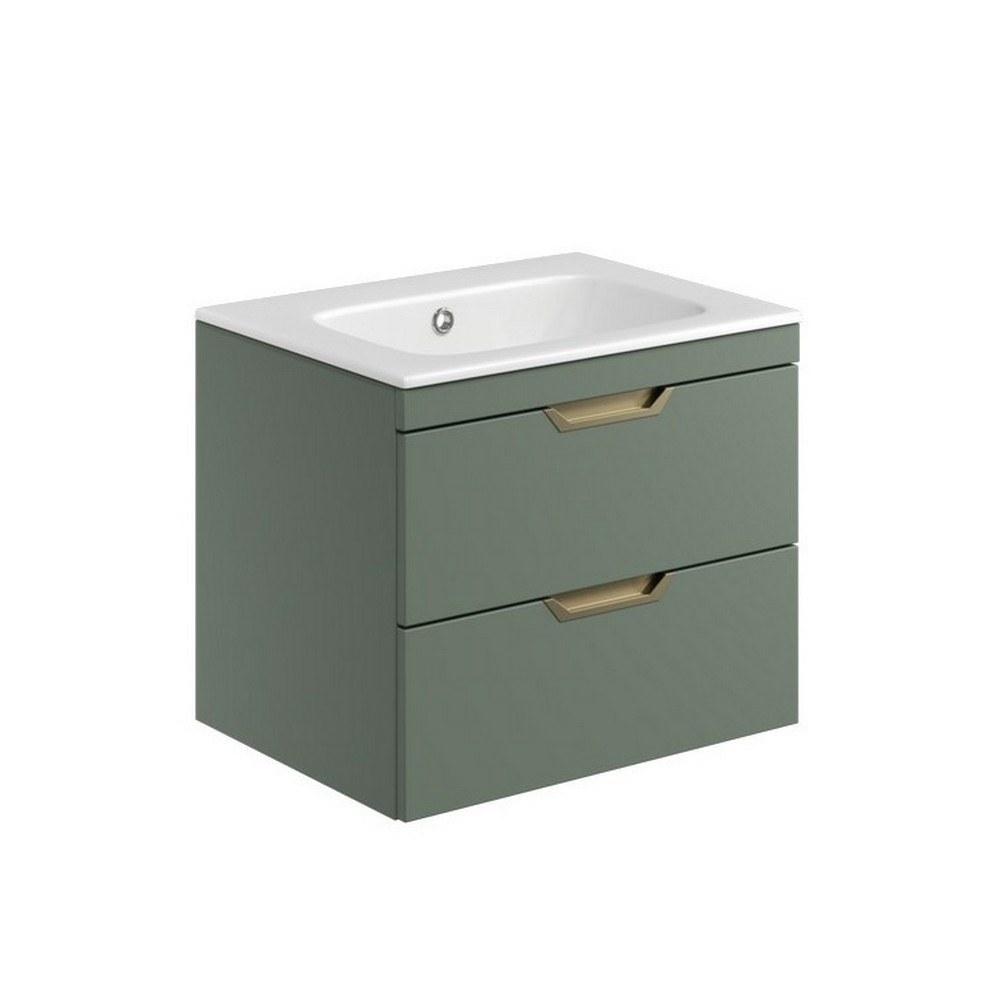 Scudo Aubrey 600mm Wall Mounted Vanity Unit with Basin in Reed Green