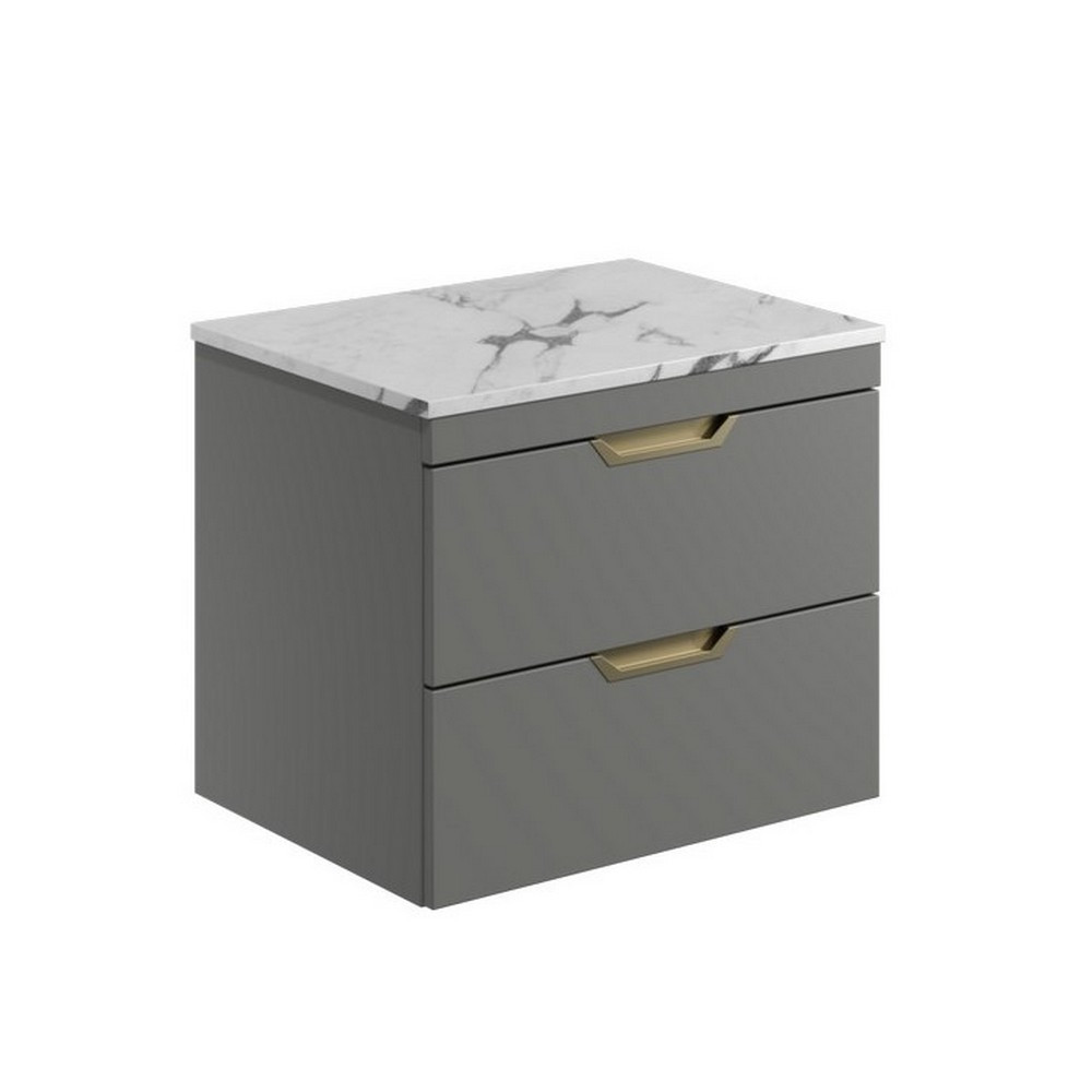 Scudo Aubrey 600mm Wall Mounted Vanity Unit with Worktop in Dust Grey