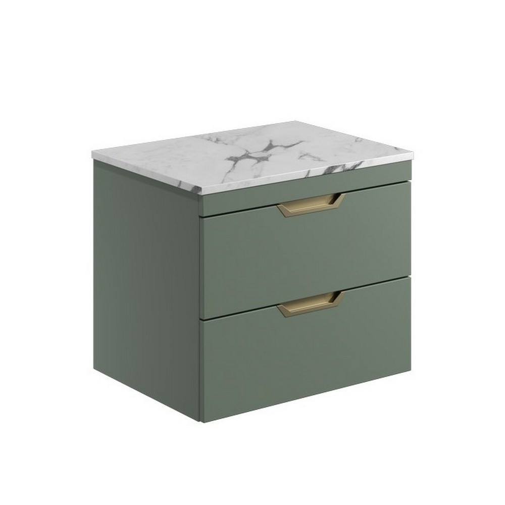 Scudo Aubrey 600mm Wall Mounted Vanity Unit with Worktop in Reed Green (1)