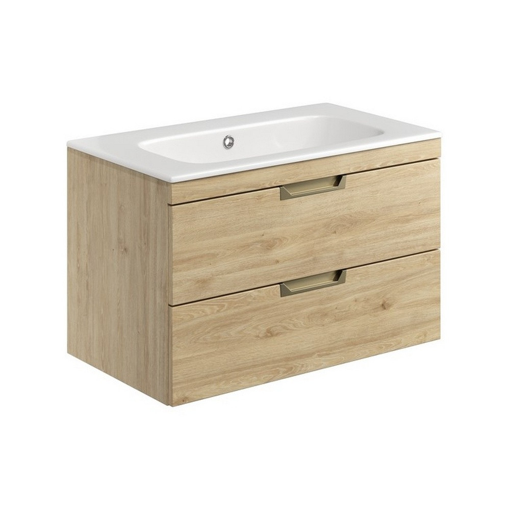Scudo Aubrey 800mm Wall Mounted Vanity Unit with Basin in Davos Oak
