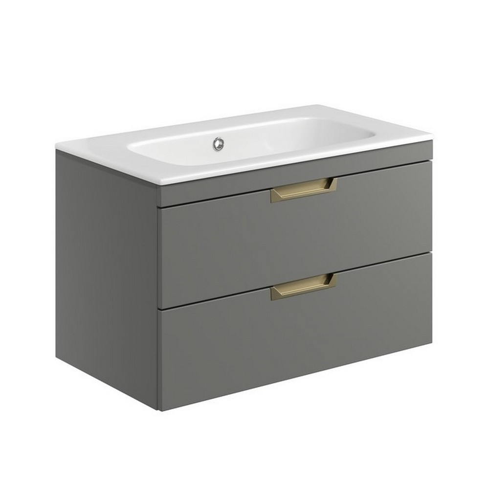 Scudo Aubrey 800mm Wall Mounted Vanity Unit with Basin in Dust Grey