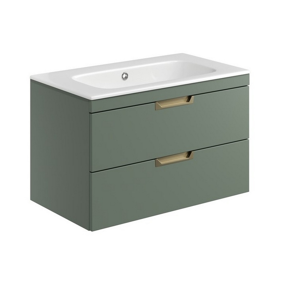 Scudo Aubrey 800mm Wall Mounted Vanity Unit with Basin in Reed Green