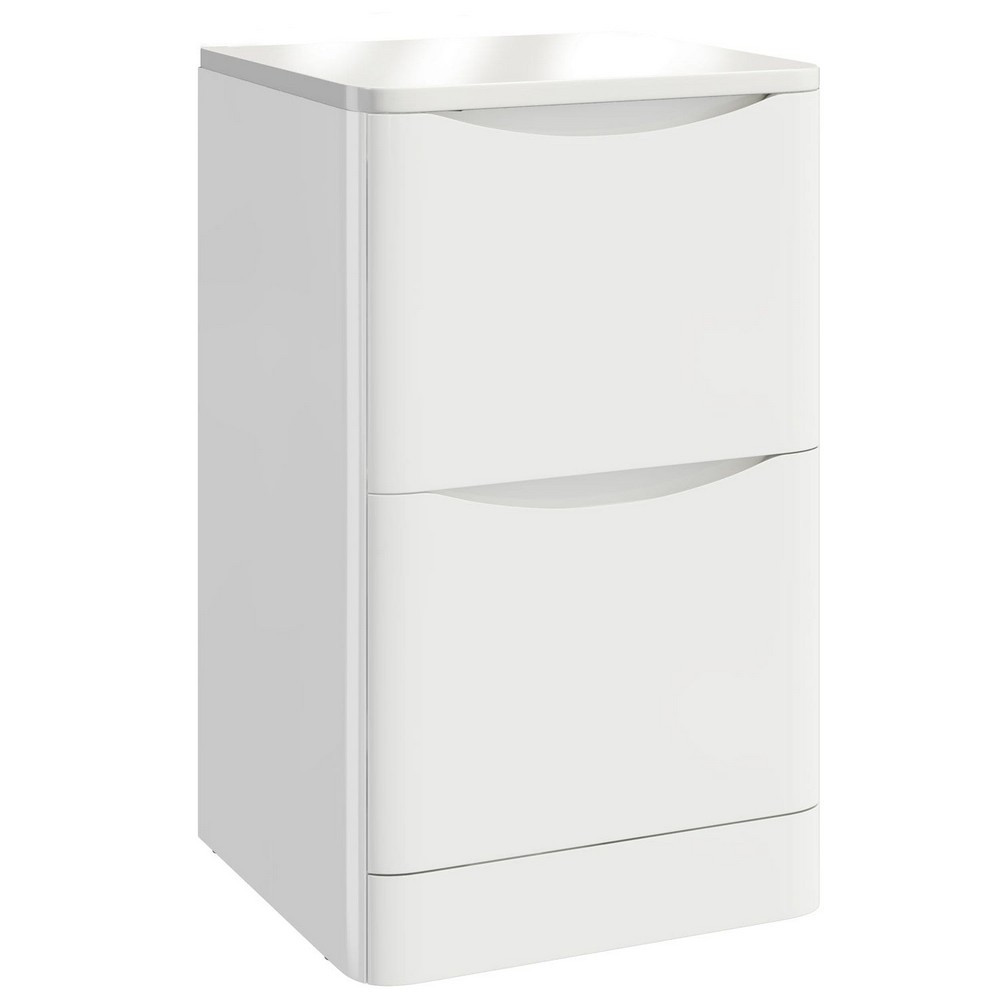 Scudo Bella 500mm Floorstanding Vanity Unit with Countertop in High Gloss White