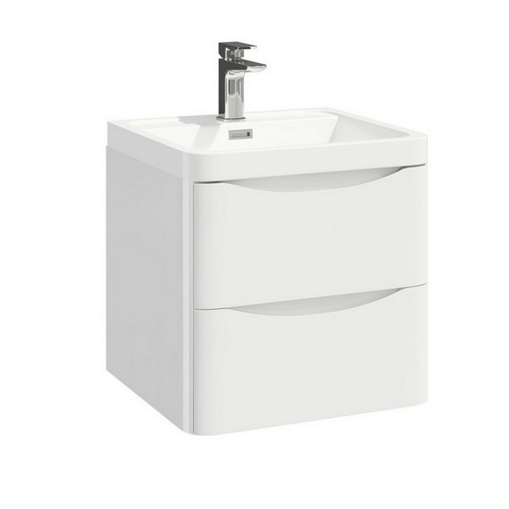 Scudo Bella 500mm Wall Mounted Vanity Unit with Basin in High Gloss White (1)