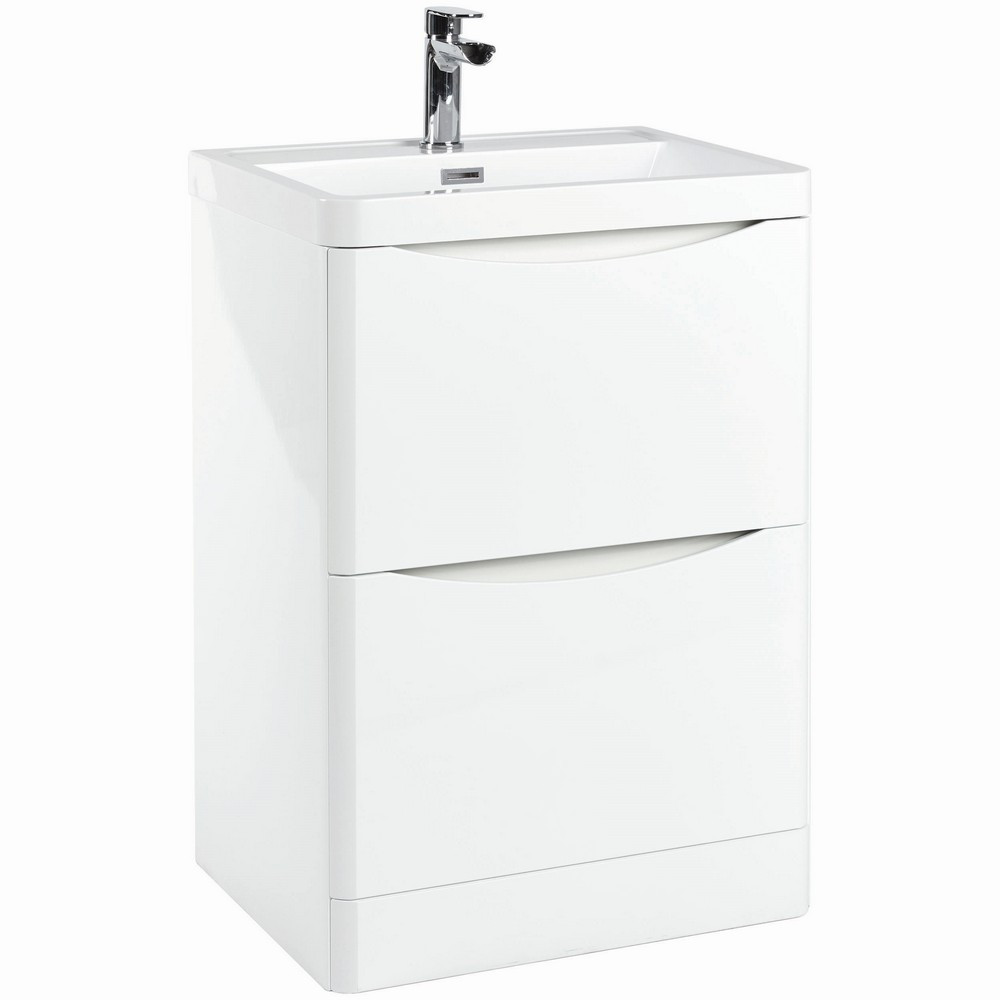 Scudo Bella 600mm Floorstanding Vanity Unit with Basin in High Gloss White (1)