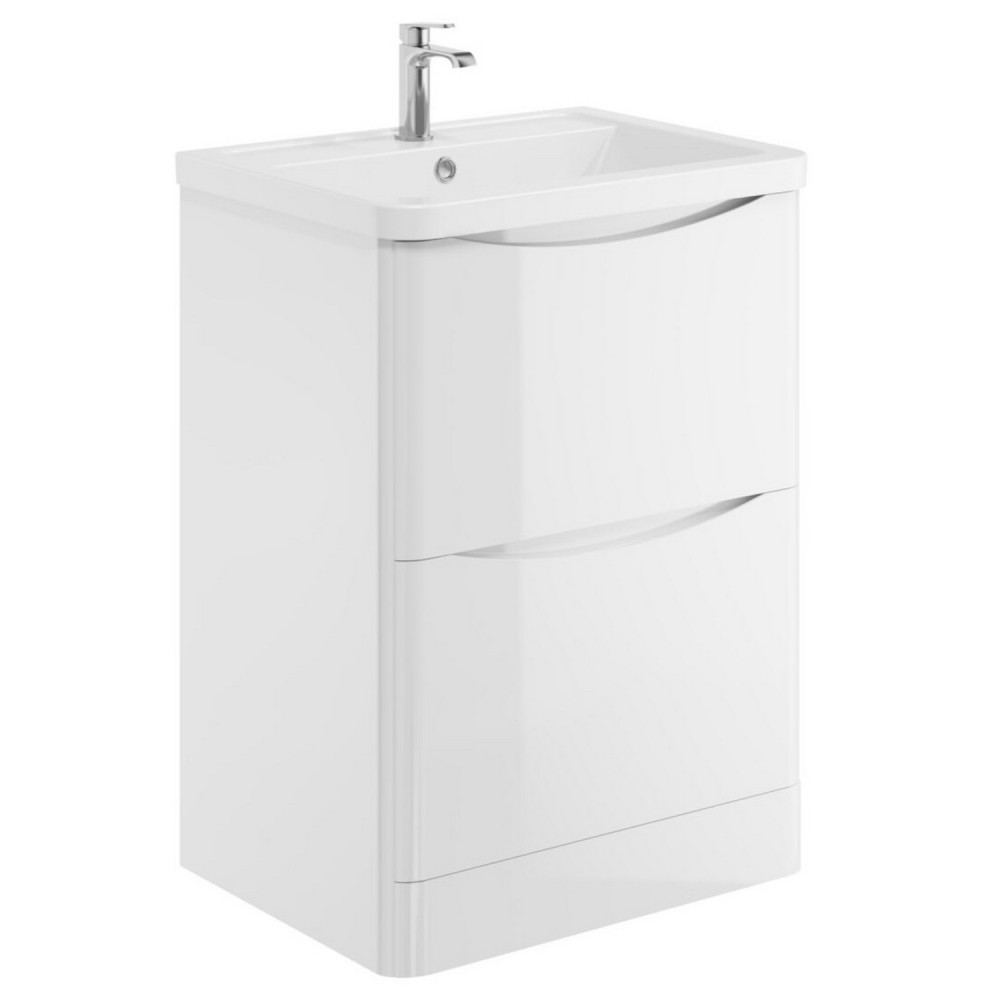 Scudo Bella 600mm Floorstanding Vanity Unit with Basin in High Gloss White