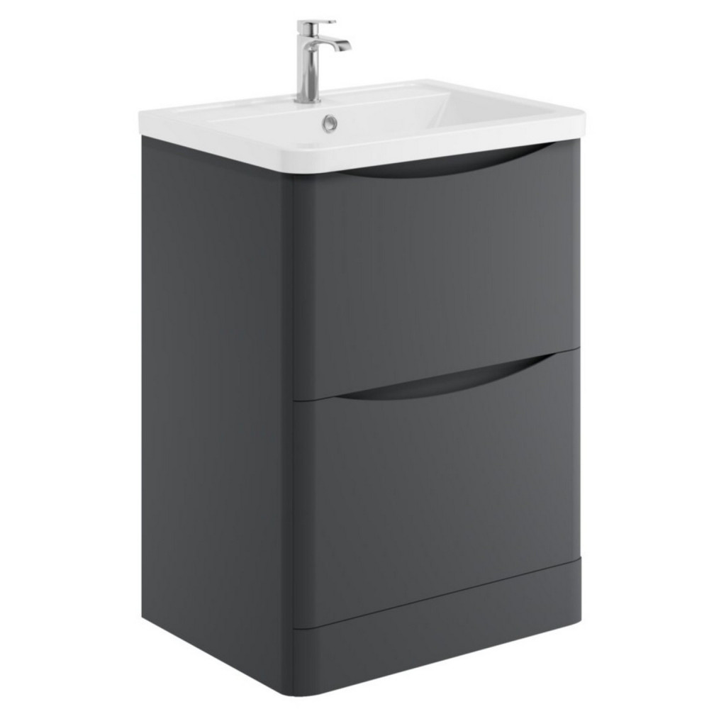 Scudo Bella 600mm Floorstanding Vanity Unit with Basin in Matt Grey
