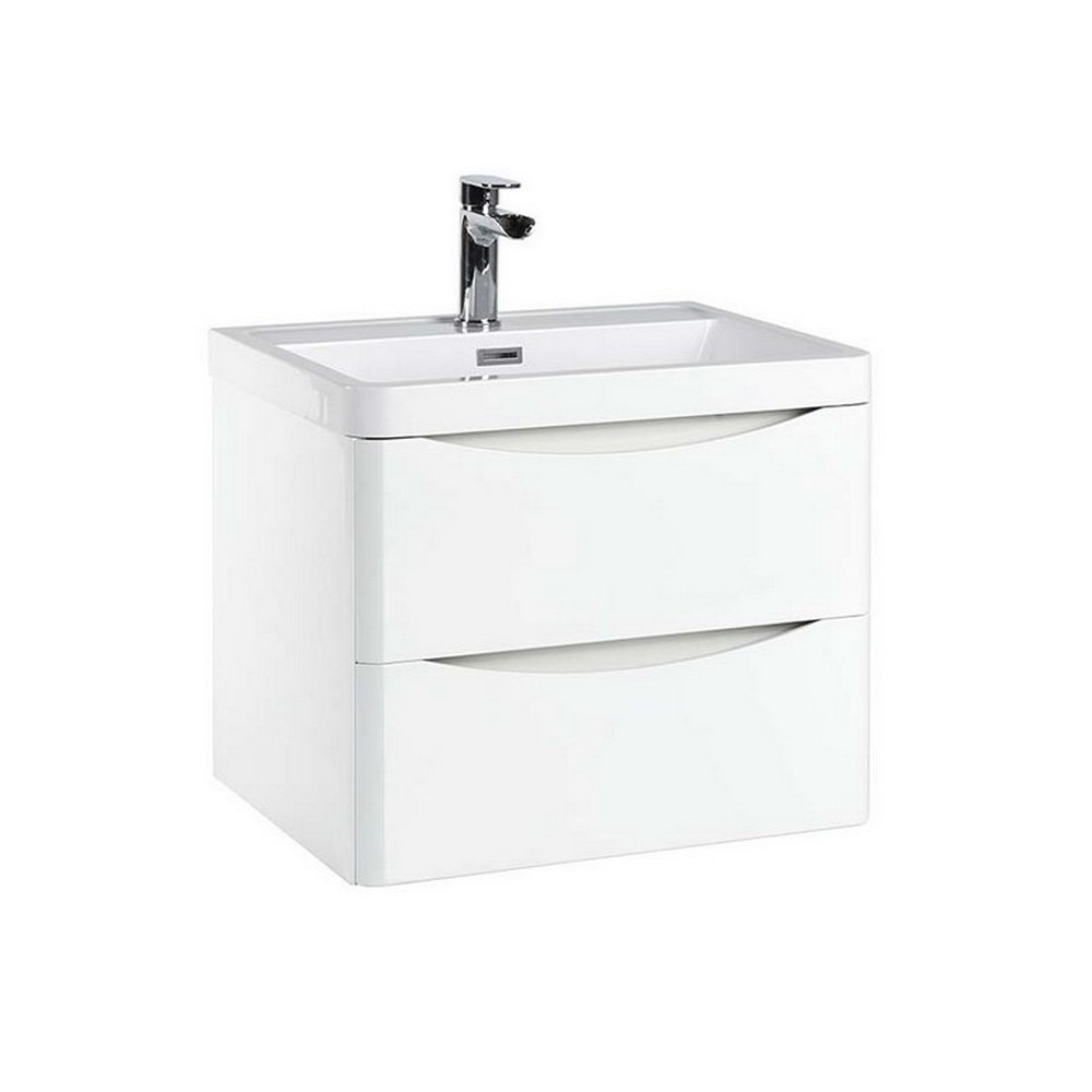 Scudo Bella 600mm Wall Mounted Vanity Unit with Basin in High Gloss White (1)