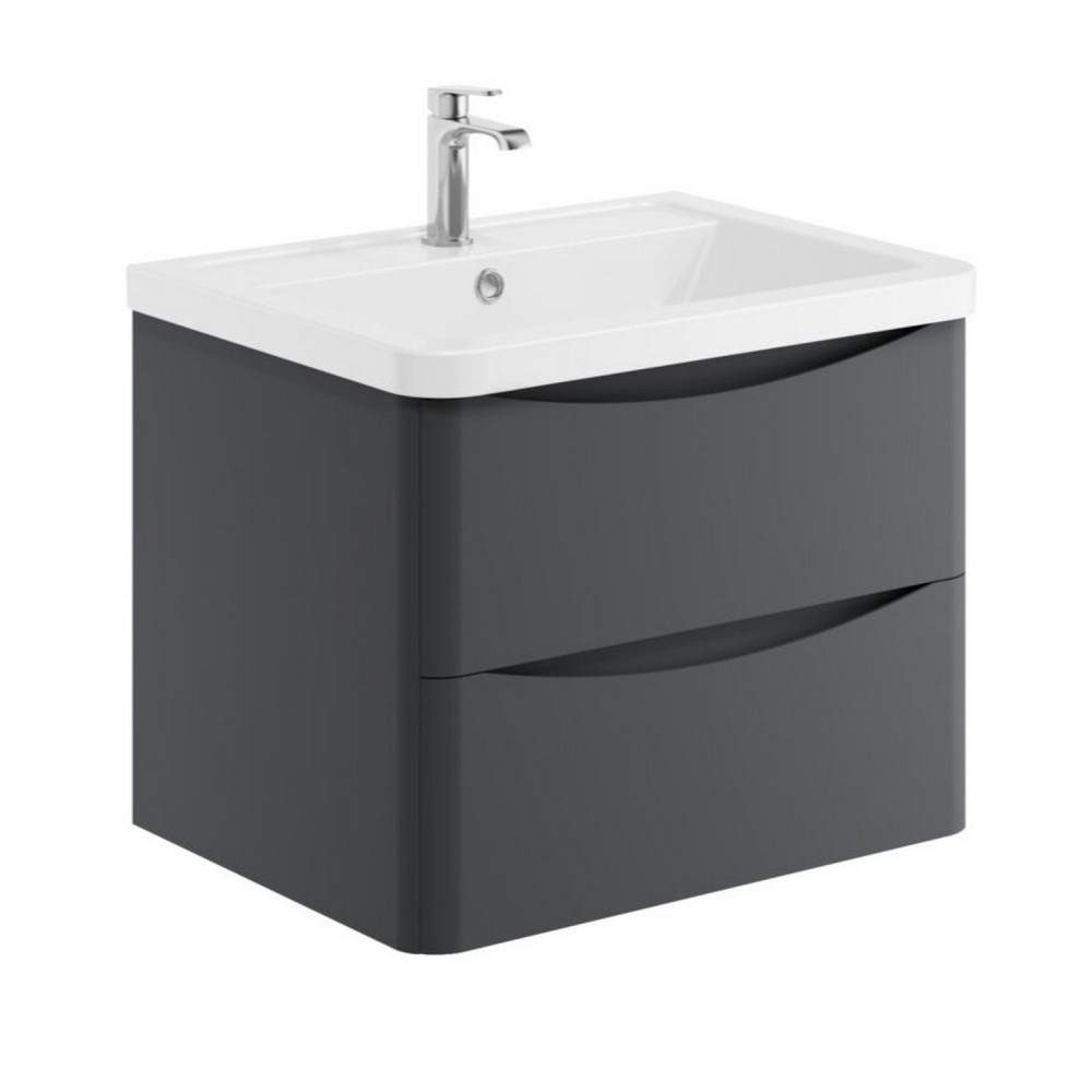 Scudo Bella 600mm Wall Mounted Vanity Unit with Basin in Matt Grey