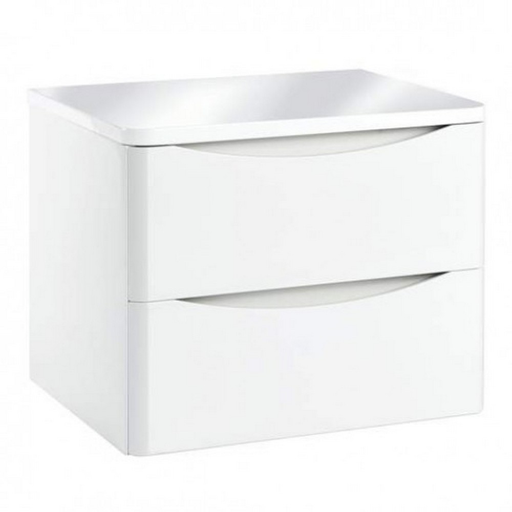 Scudo Bella 600mm Wall Mounted Vanity Unit with Countertop in High Gloss White