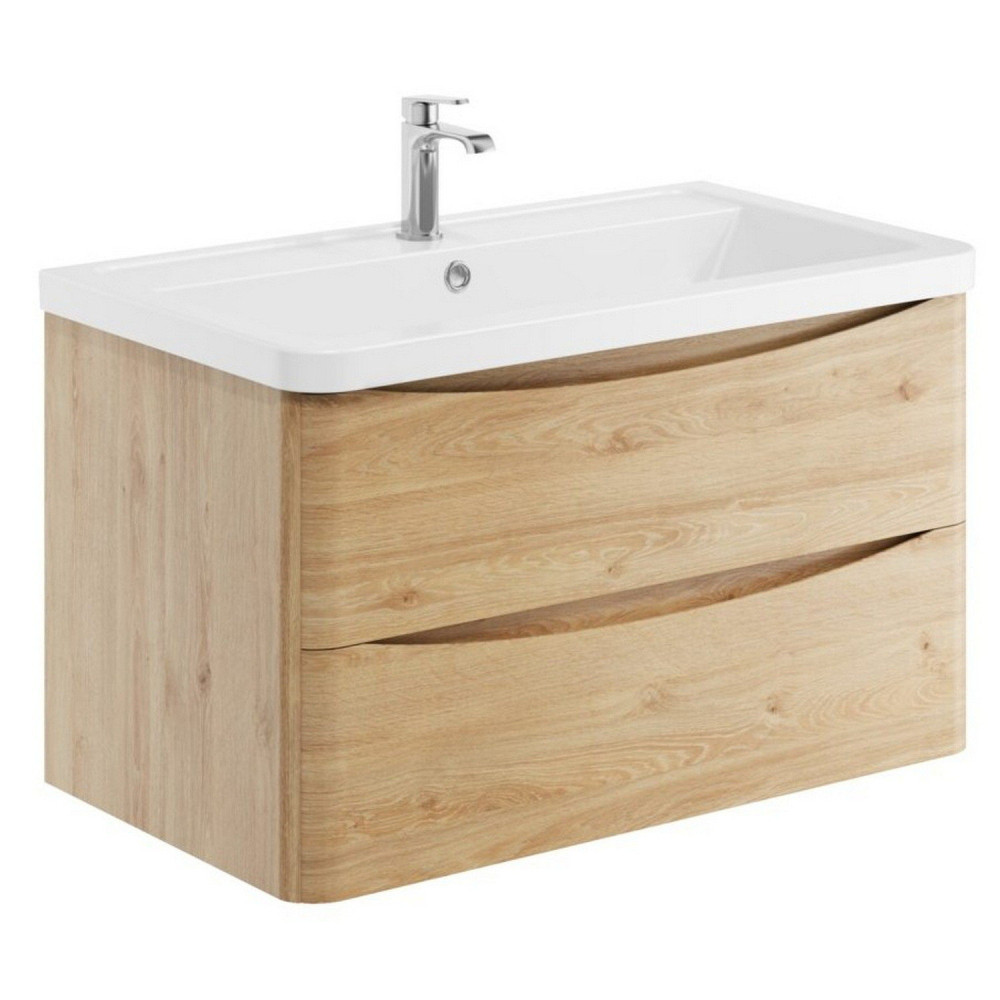 Scudo Bella 800mm Wall Hung Vanity Unit with Basin in Davos Oak