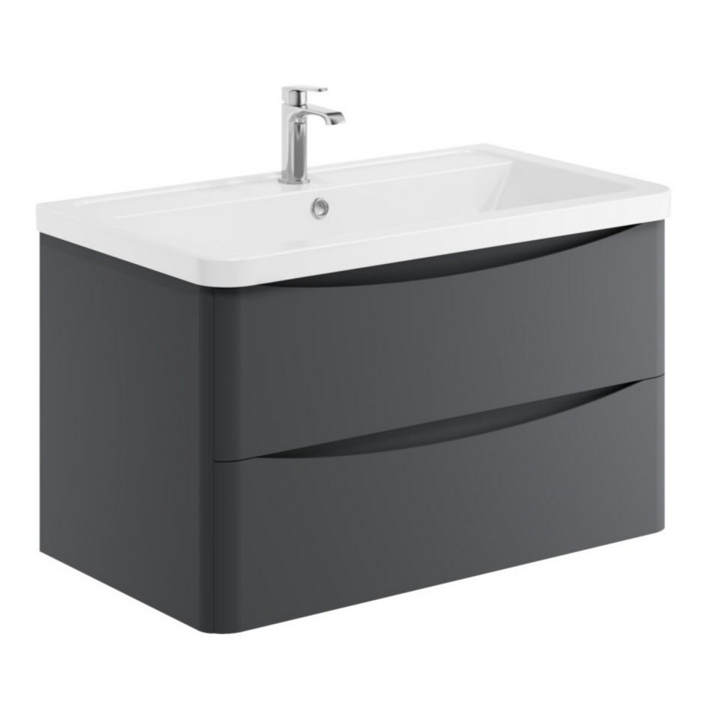 Scudo Bella 800mm Wall Hung Vanity Unit with Basin in Matt Grey