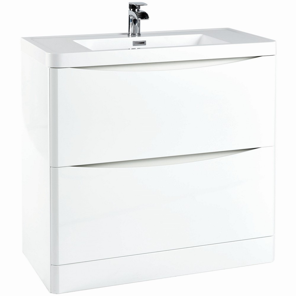 Scudo Bella 900mm Floorstanding Vanity Unit with Basin in High Gloss White (1)