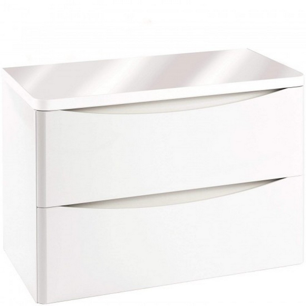 Scudo Bella 900mm Wall Mounted Vanity Unit with Countertop in High Gloss White