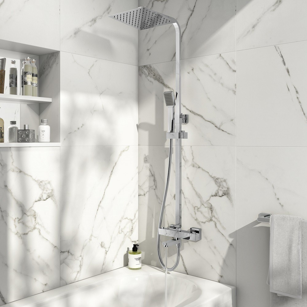 Scudo Block Square Rigid Riser Shower with Bath Filler