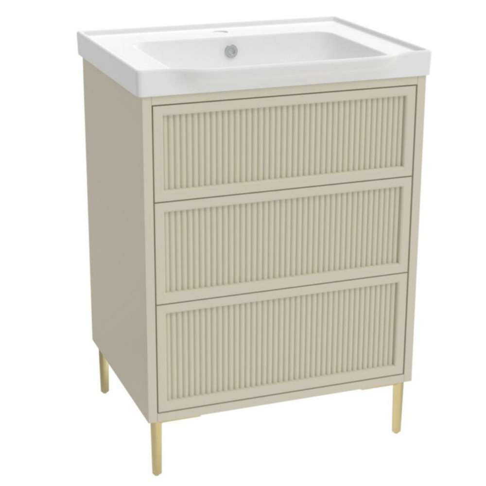 Scudo Bota Freestanding 600mm Fluted Vanity Unit and Basin in Stone
