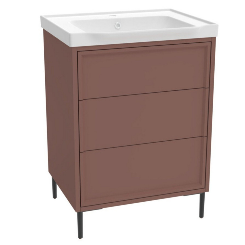 Scudo Bota Freestanding 600mm Vanity Unit and Basin in Earth Red
