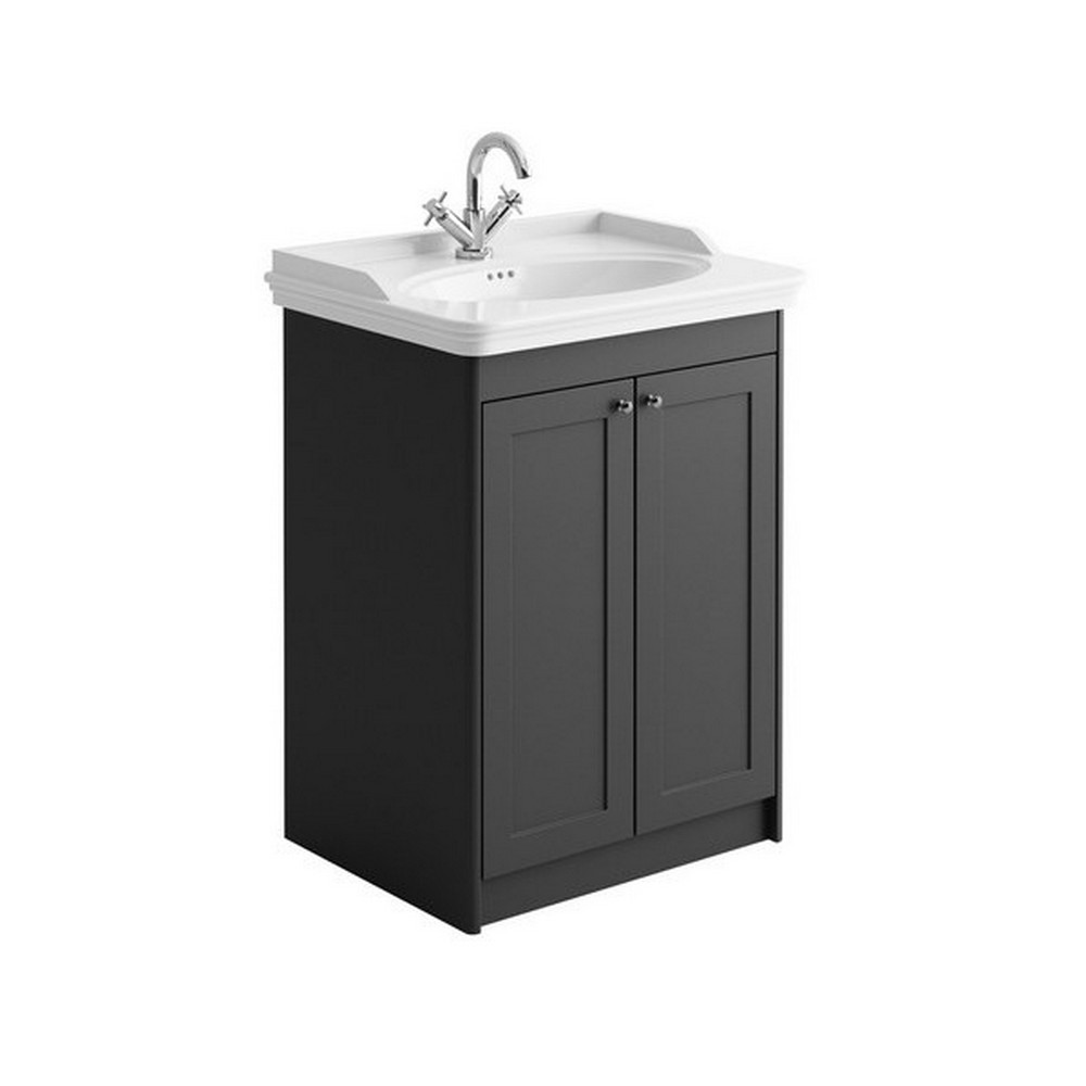 Scudo Classica 650mm Vanity Unit with Basin in Silk Charcoal Grey (1)