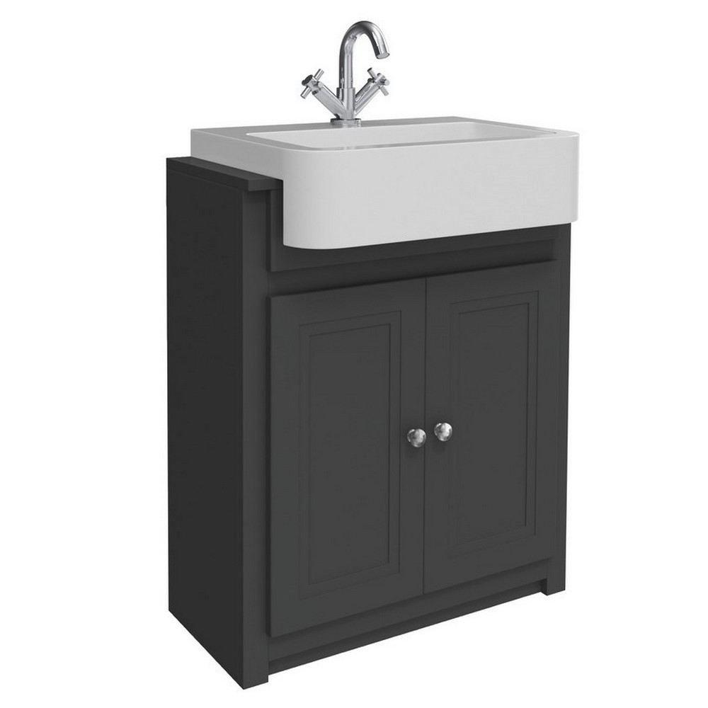 Scudo Classica 660mm Vanity Unit with Semi Recessed Basin in Silk Charcoal Grey (1)