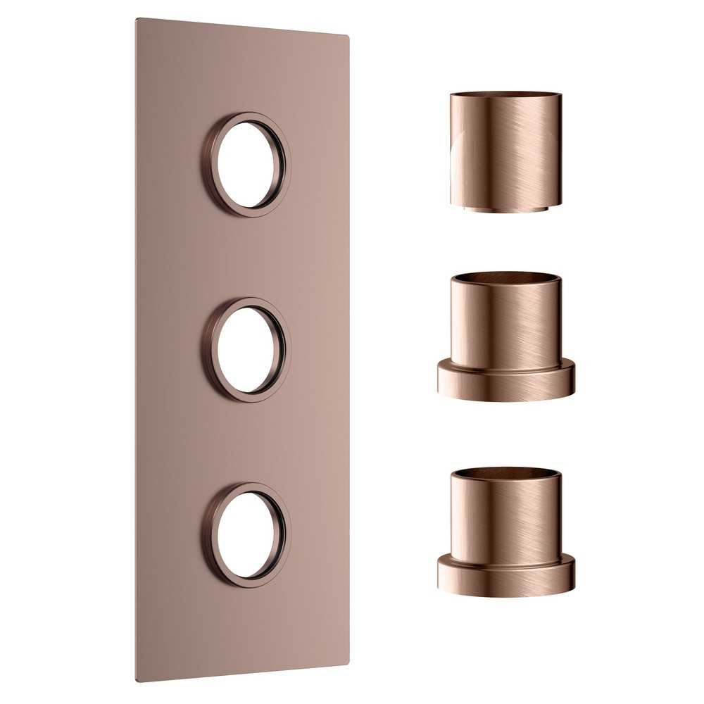 Scudo Concealed Three Outlet Shower Valve with Brushed Bronze Plate