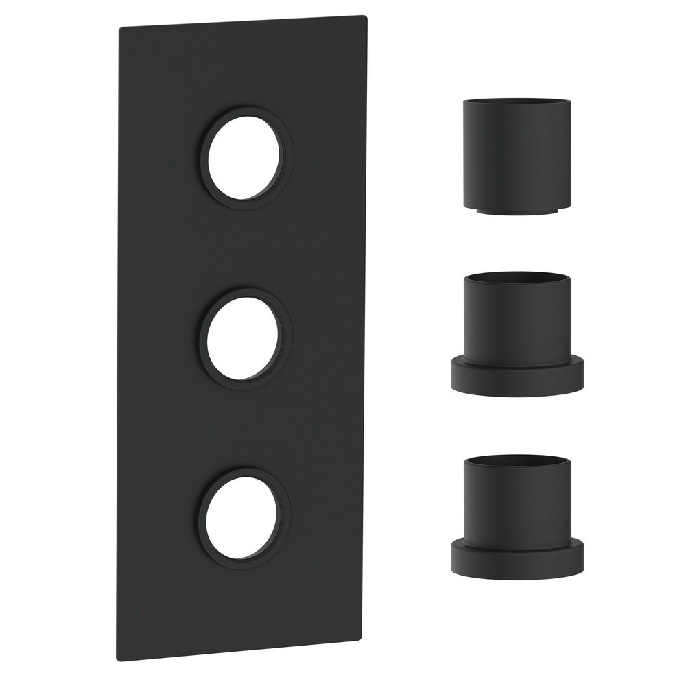 Scudo Concealed Three Outlet Shower Valve with Matt Black Plate