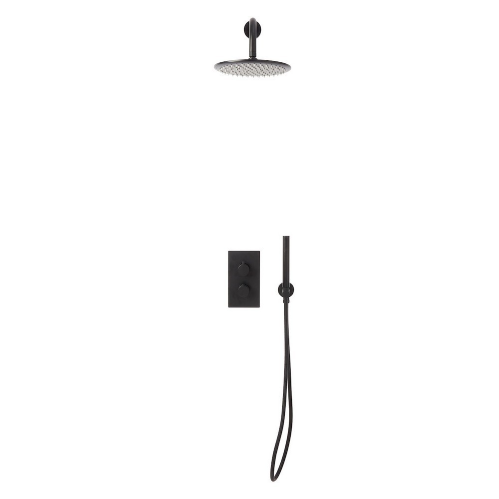Scudo Core Black Concealed Valve with Handset and Fixed Showerhead