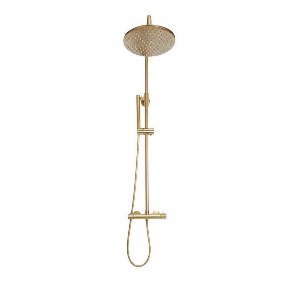 Scudo Core Brushed Brass Rigid Riser Shower