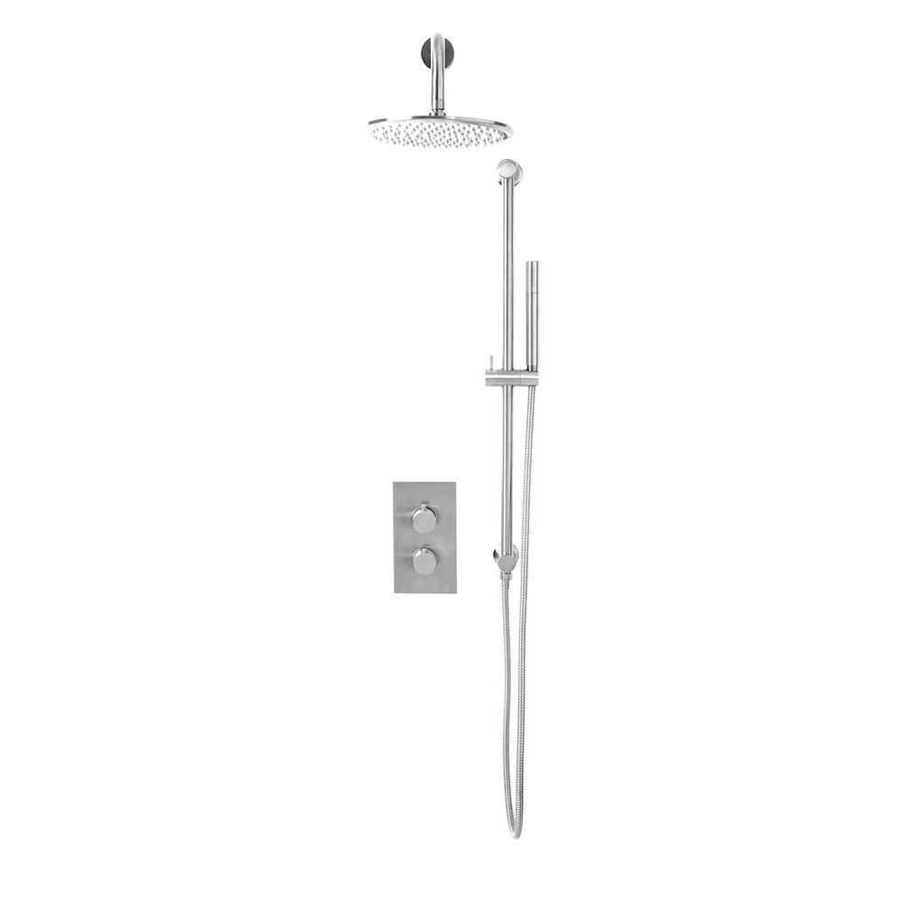 Scudo Core Chrome Concealed Valve with Riser Kit and Fixed Showerhead (1)