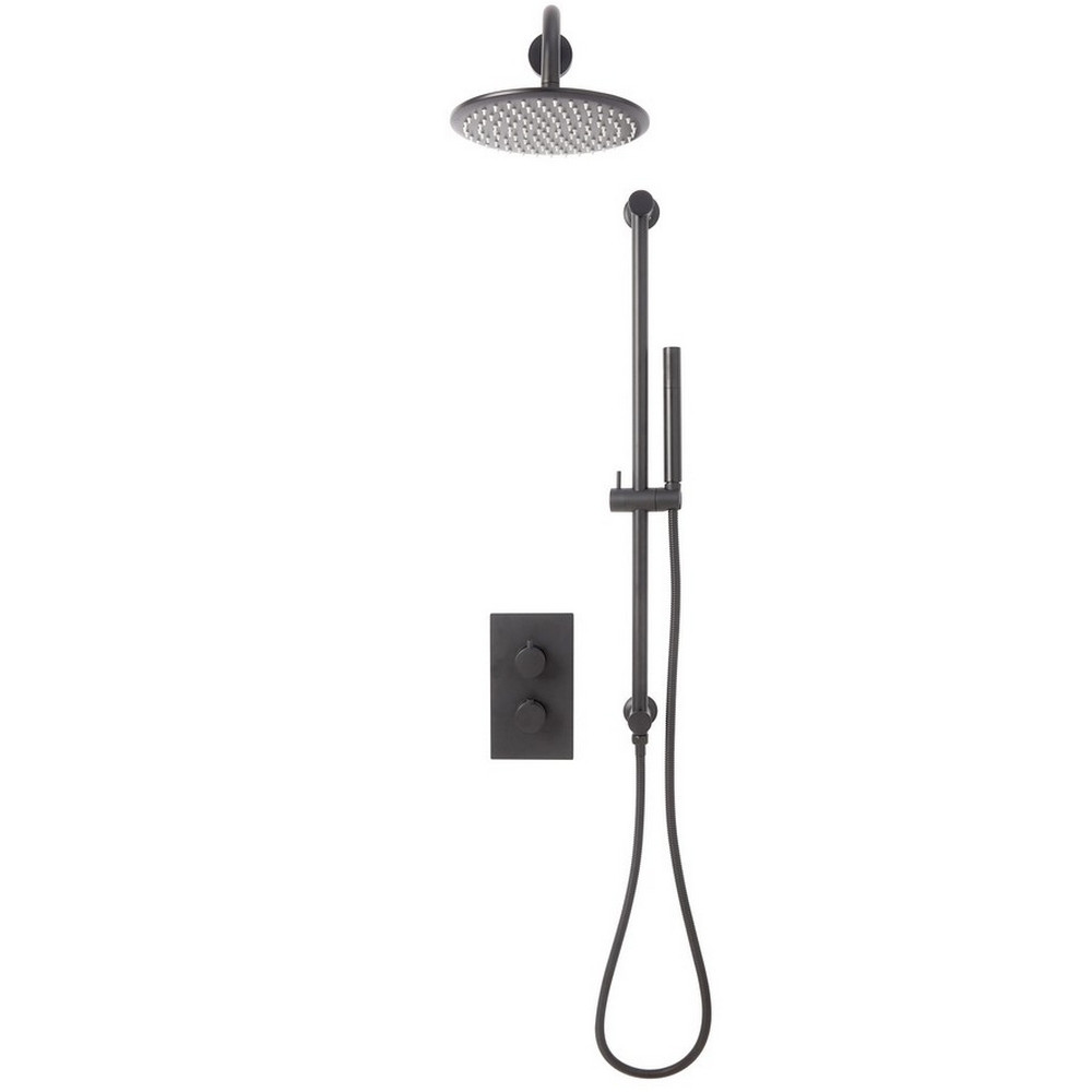 Scudo Core Gunmetal Concealed Valve with Riser Kit and Fixed Showerhead