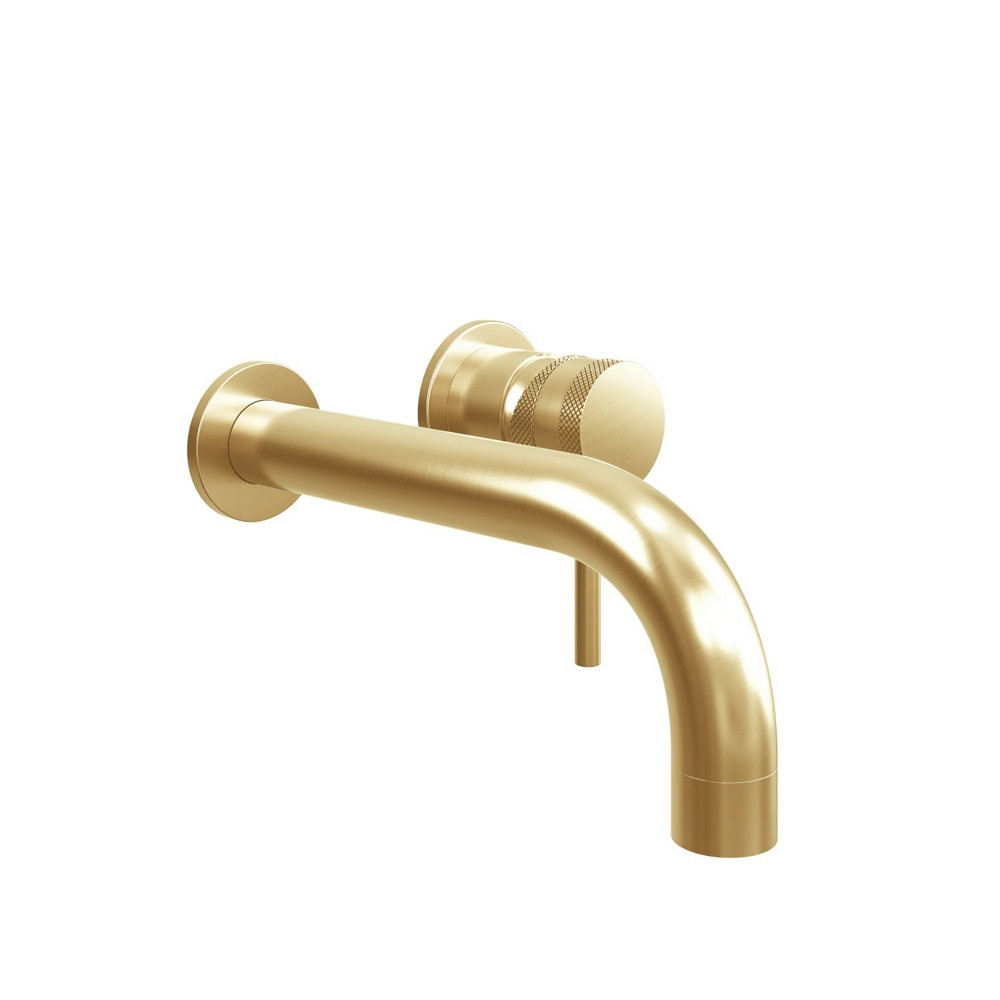 Scudo Core Wall Mounted Basin Mixer Tap in Brushed Brass