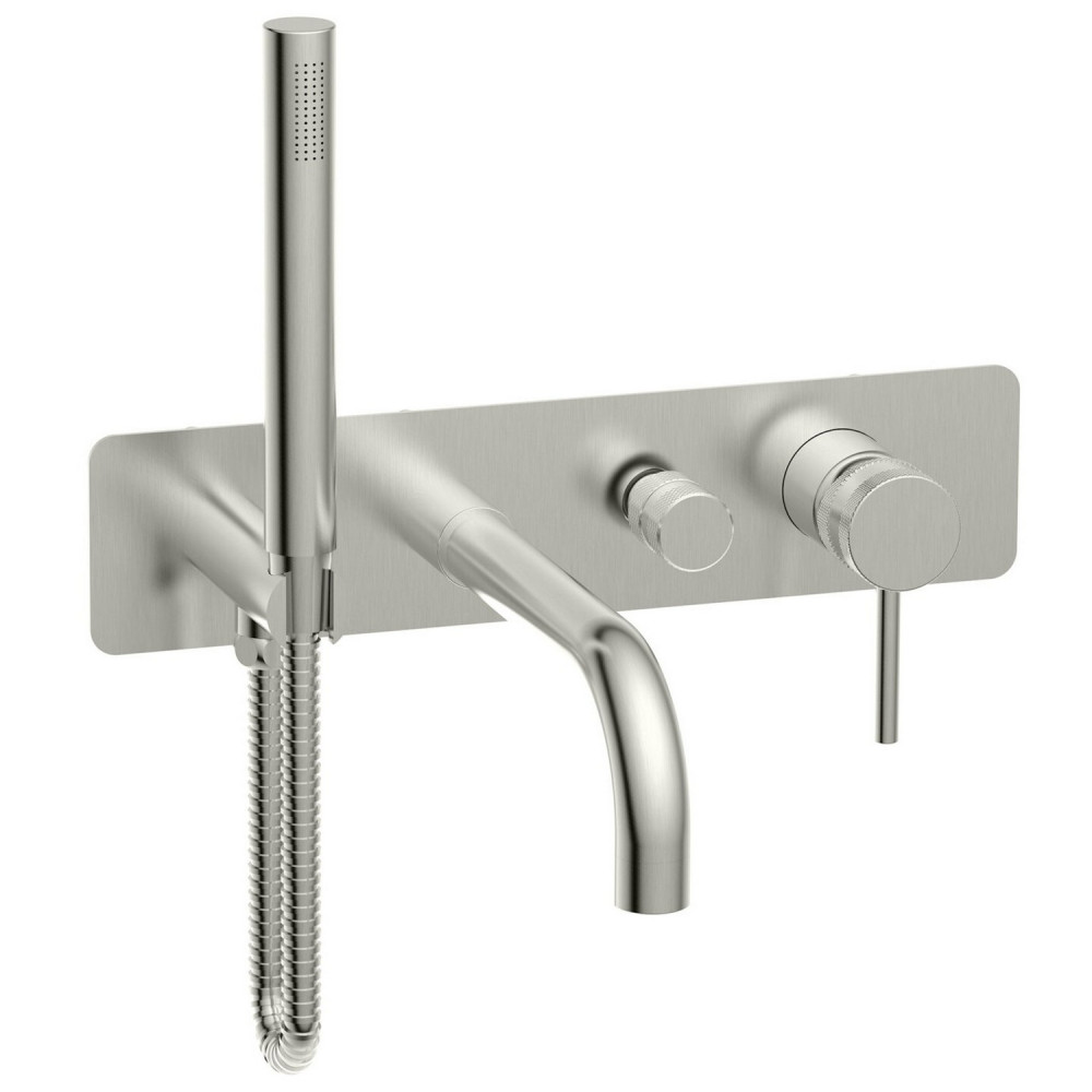 Scudo Core Wall Mounted Bath Shower Mixer in Brushed Nickel