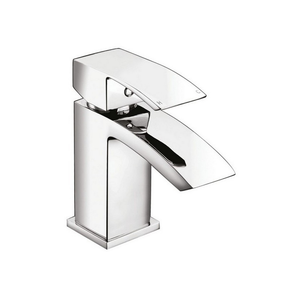 Scudo Descent Mini Mono Basin Mixer with Push Waste in Chrome