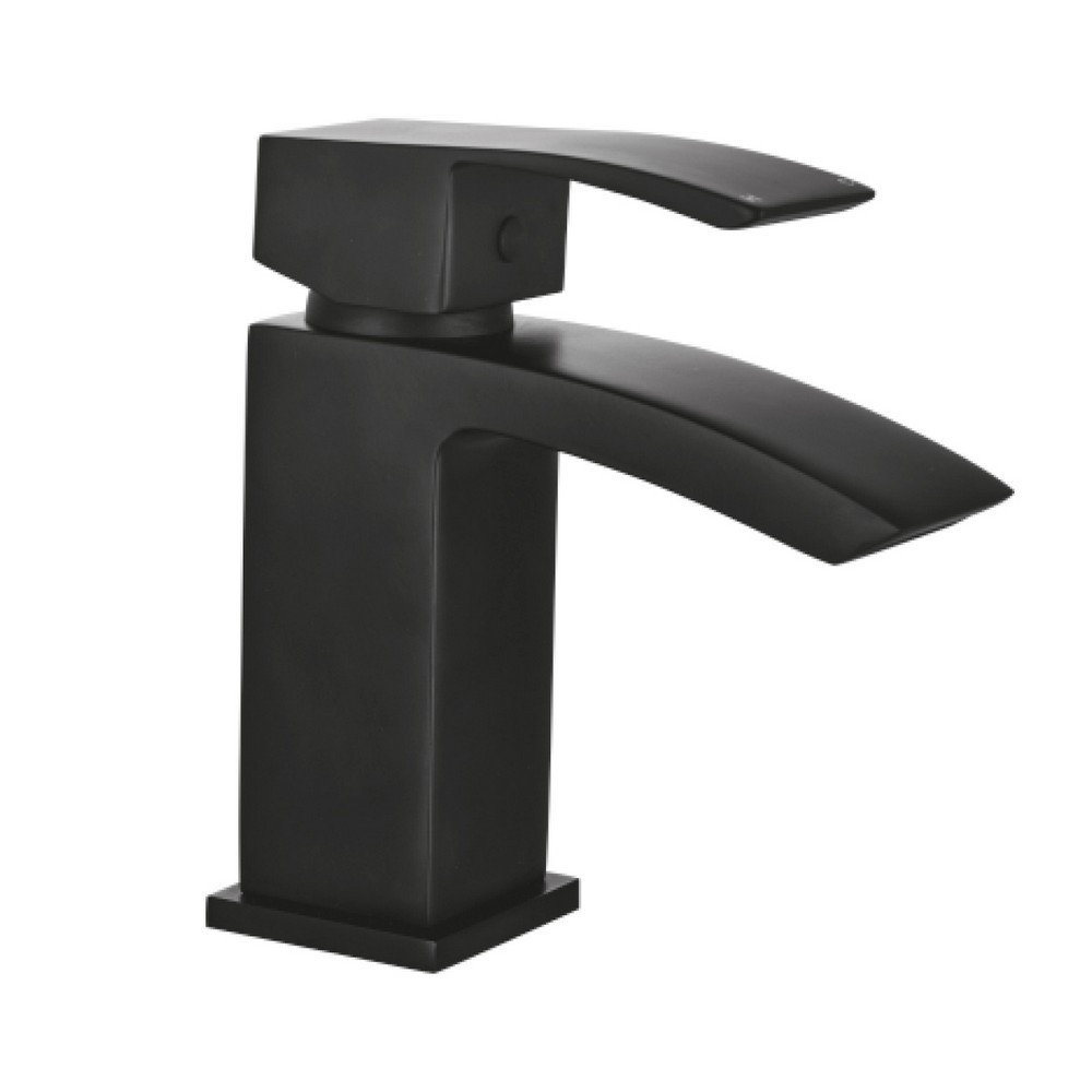 Scudo Descent Mono Basin Mixer with Push Waste in Black