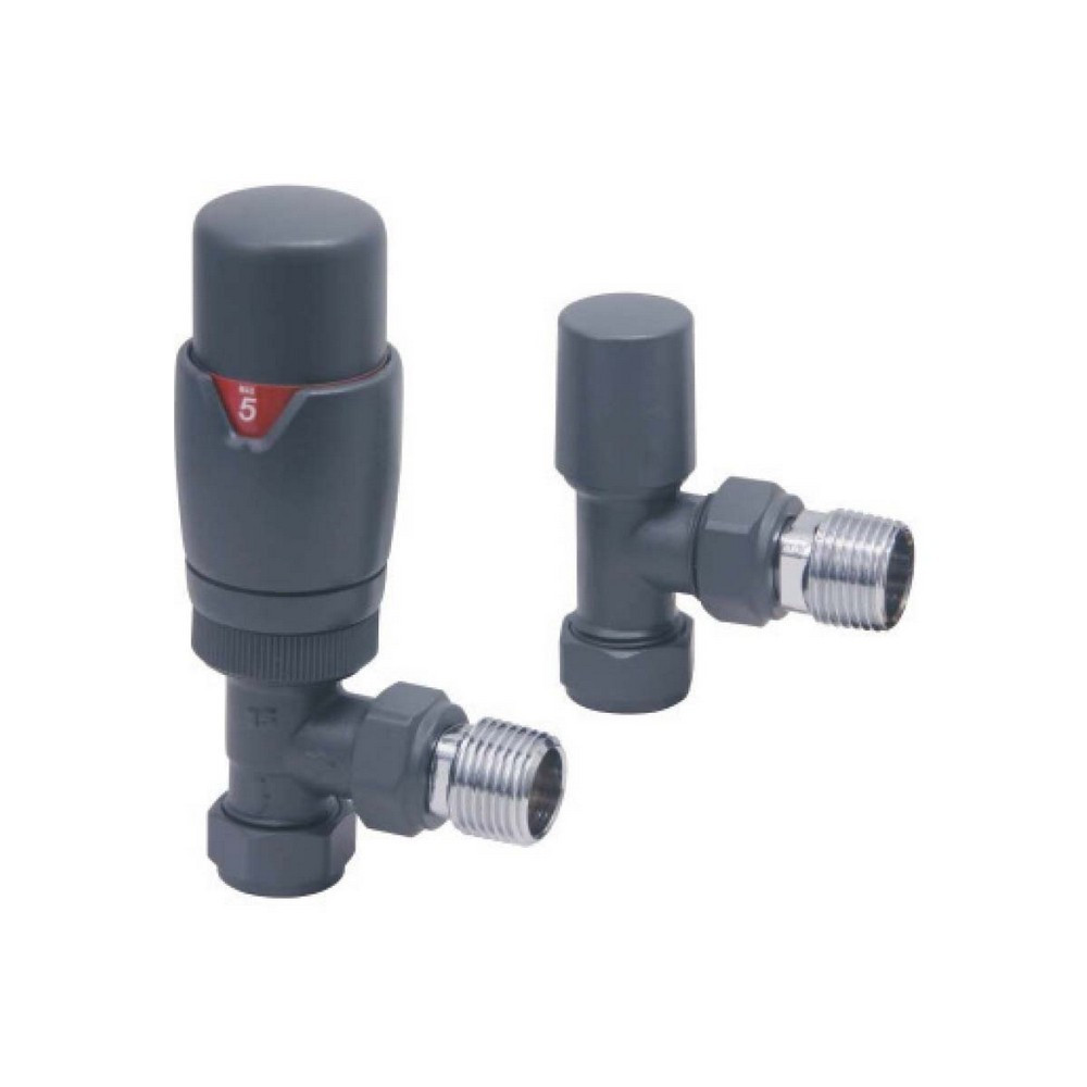 Scudo Designer TRV Angled Radiator Valves in Anthracite