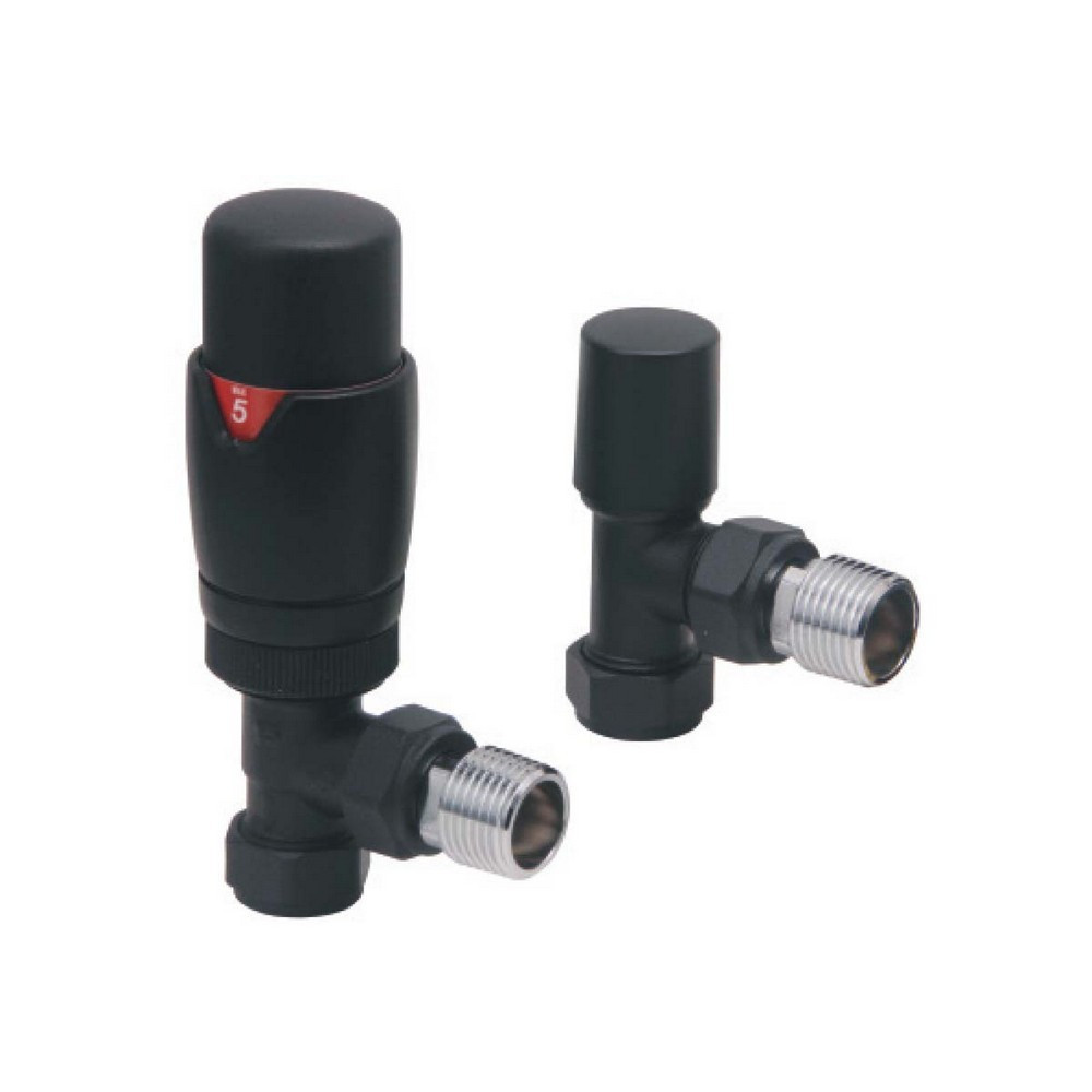 Scudo Designer TRV Angled Radiator Valves in Black