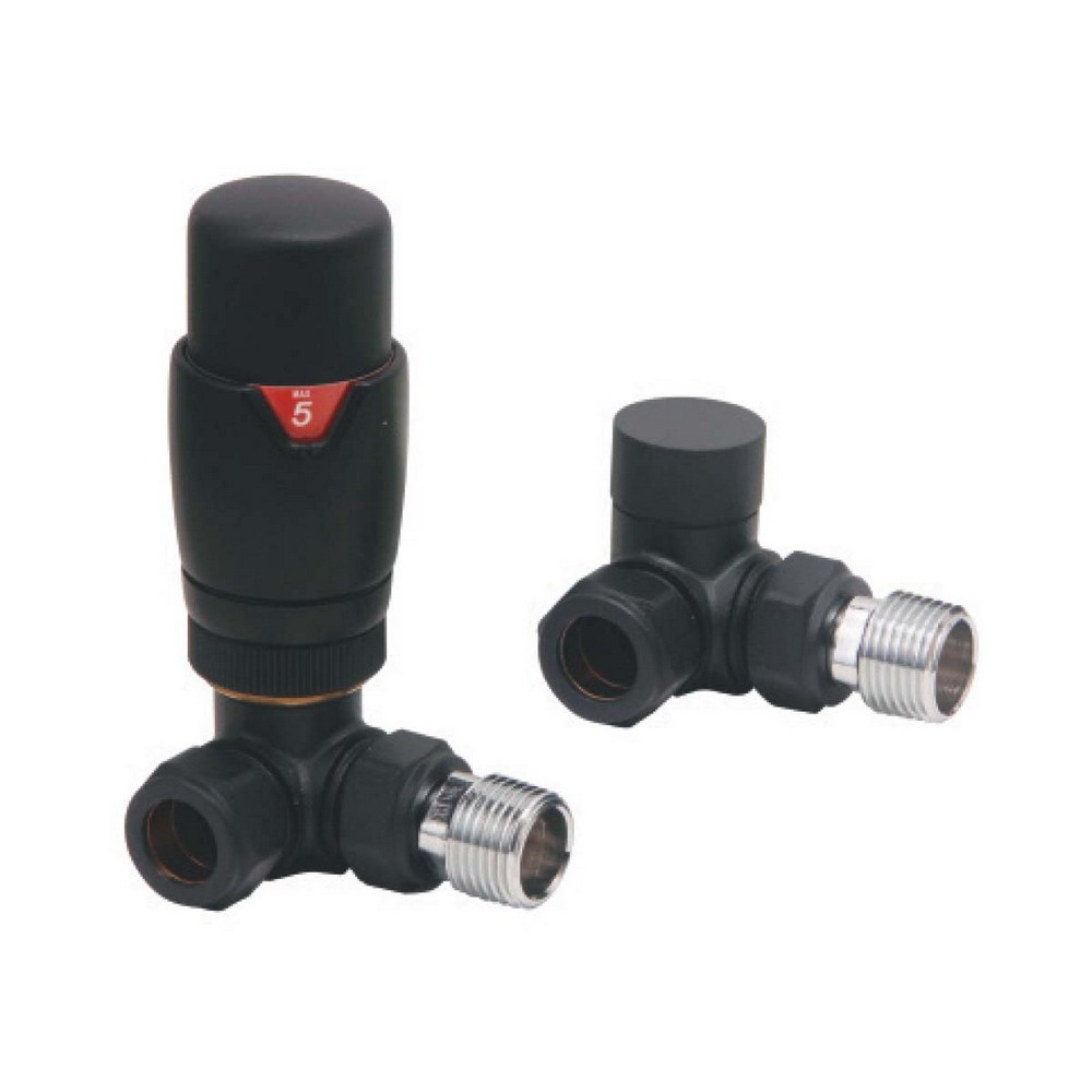 Scudo Designer TRV Corner Radiator Valves in Black