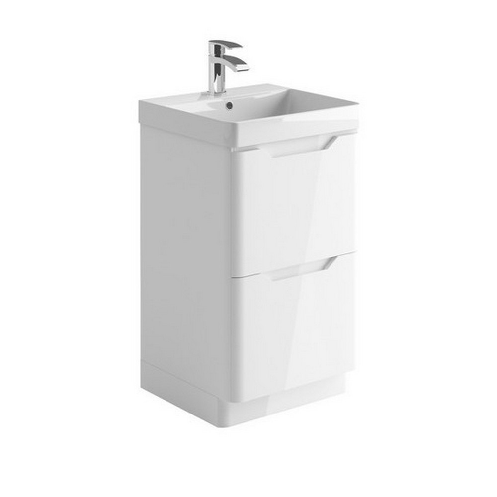 Scudo Ella 500mm Floor Mounted Vanity Unit with Basin in Gloss White (1)