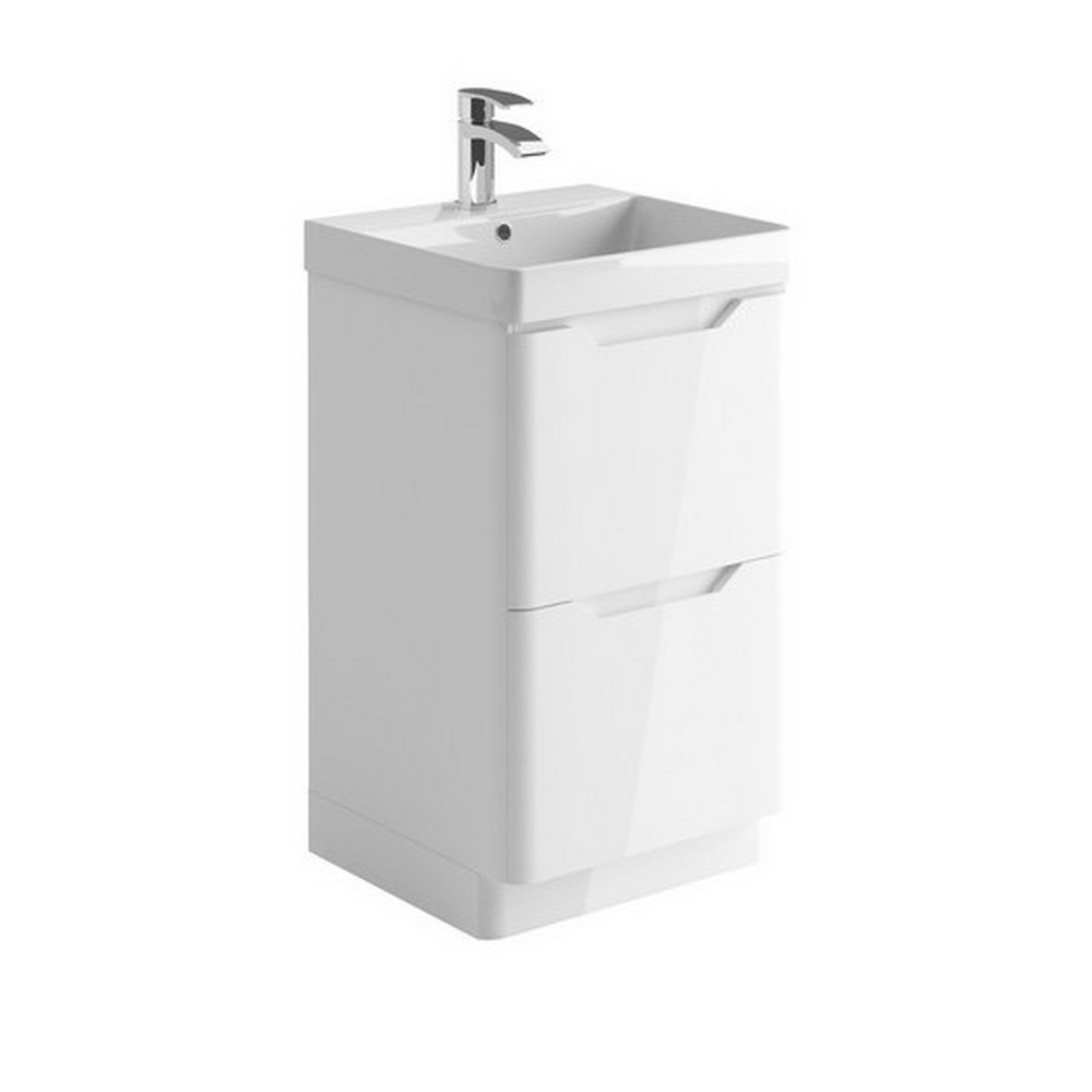 Scudo Ella 500mm Floor Mounted Vanity Unit with Basin in Gloss White